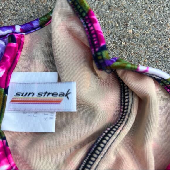 Vintage Floral Bikini Bra 36B Balconette Underwire Fuchsia Floral Sun Streak - Picture 5 of 6